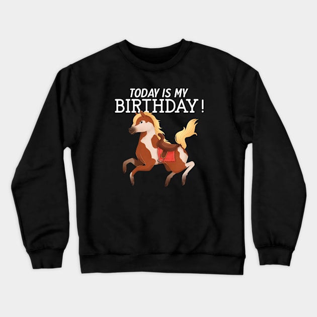 Today Is My Birthday Horse Crewneck Sweatshirt by Mountain Morning Graphics